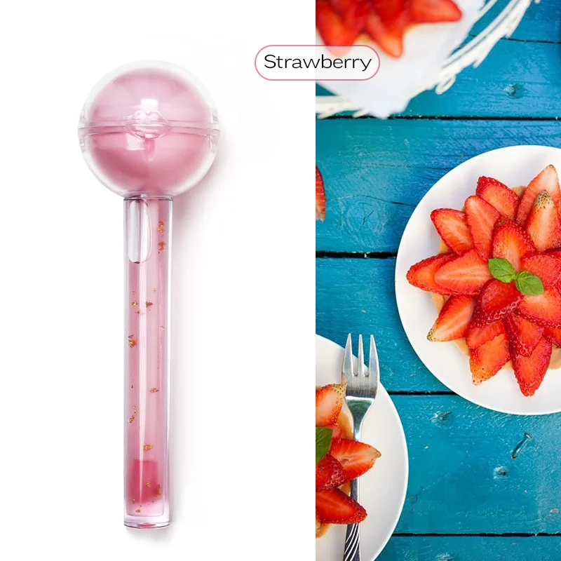 2 in 1 Lollipop Lip Gloss  Lip Balm Factory Wholesale Lollipop Magic Color Changing Lip Gloss With Strawberry