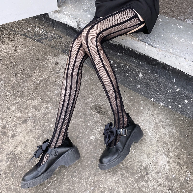 Оптовая продажа, Нескользящие нейлоновые подтяжки, прозрачные кружевные черные полосатые чулки, сексуальные японские чулки, колготки