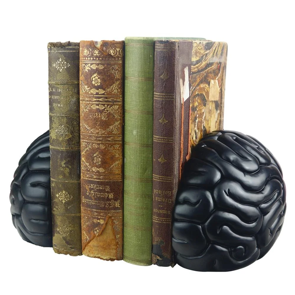 jinhuoba Bookends, Brain Decor Bookend Supports for Heavy Books, Home Decor Suitable for Office,
