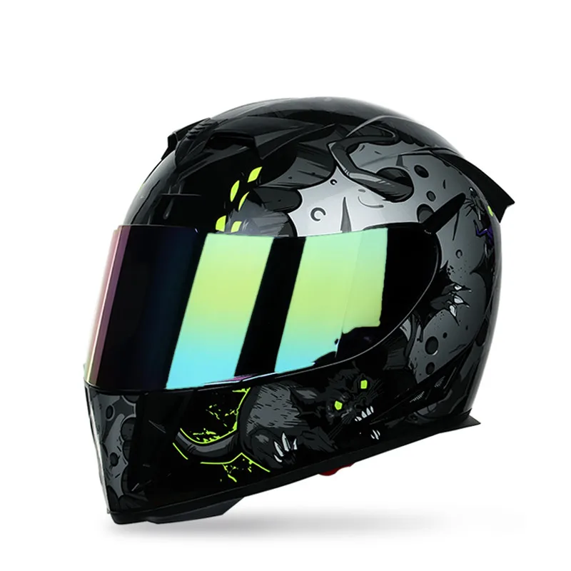 Whosale Full Face Motorcycle Helmets Plating Color Lenses Four season For Motorcycle Driving Helmet