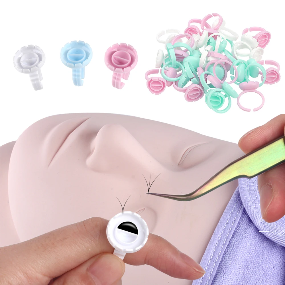 Wholesale White Pink Purple Heart Shape Flower Glue Ring Eyelash Extension Tools Lash Glue Rings