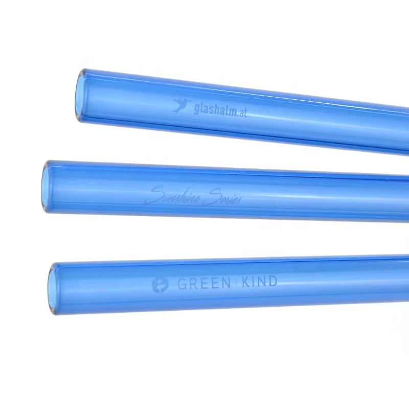 Custom glass straw laser engraving logo reusable straw dishwasher safe