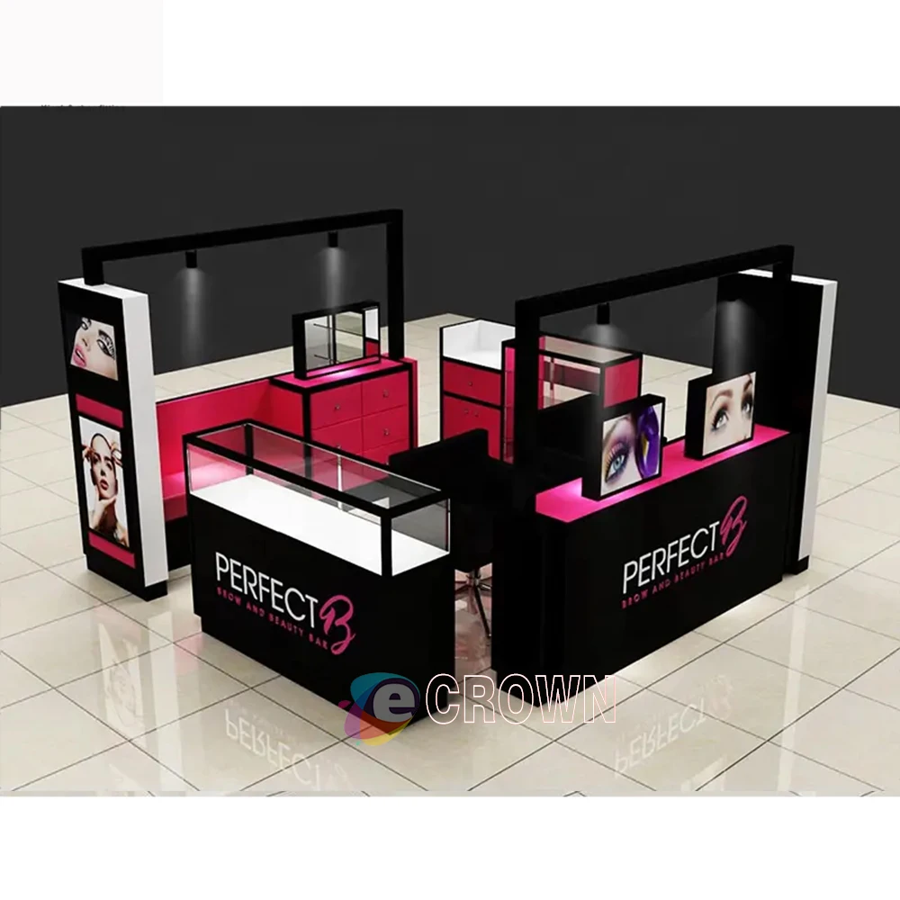 Fashion Party store Supplied Furnishing booth mdf Led Light eyebrow eyelash pencil kiosk ODM