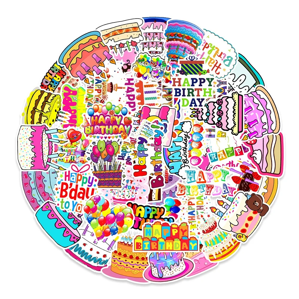 Happy Birthday Stickers for Kids Vinyl Waterproof Cute Birthday Party Stickers for Decoration Scrapbook Coffee Journals
