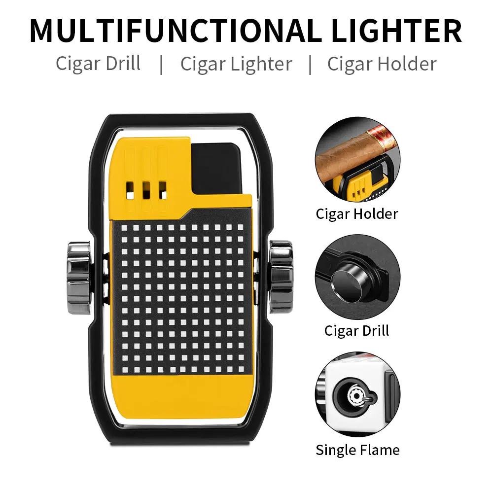 CIGARLOONG Sharp Double-edged Cigar Cutter Multi-function Windproof Lighter 2PCS Portable Cigar Accessories Package
