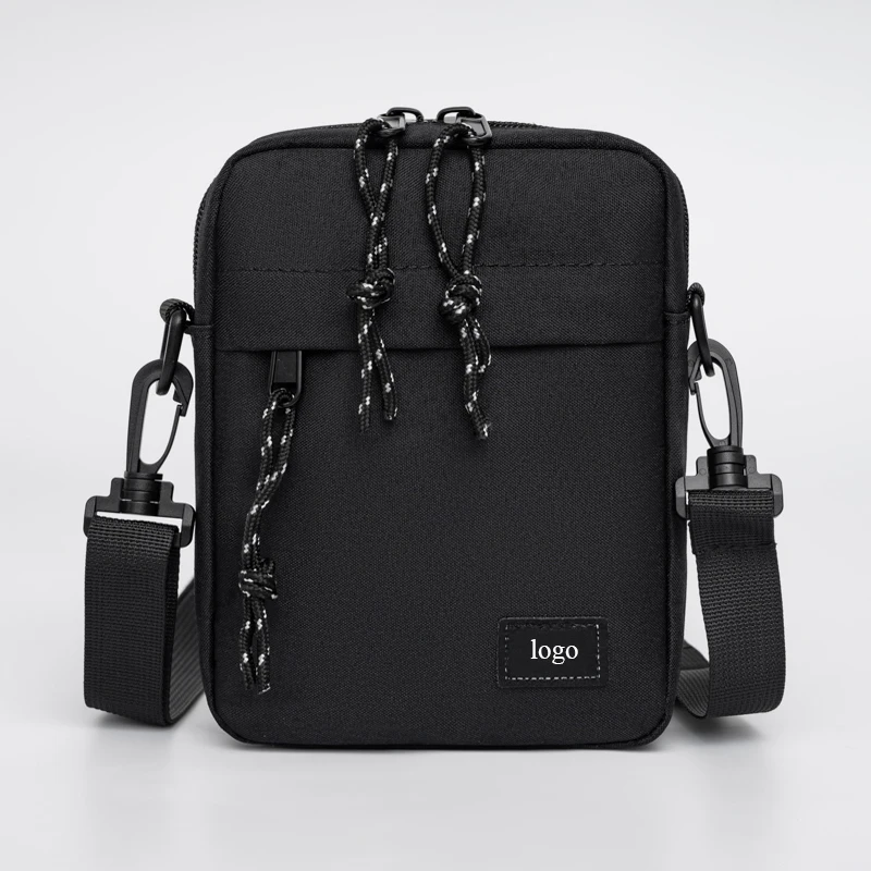 custom black small crossbody bag for men waterproof sling shoulder bag for business office school