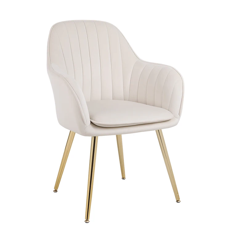 Cheap Nordic Velvet Fabric Modern Luxury Design Furniture Living Room Chairs Upholstered Dining Chair With Metal Leg Gold