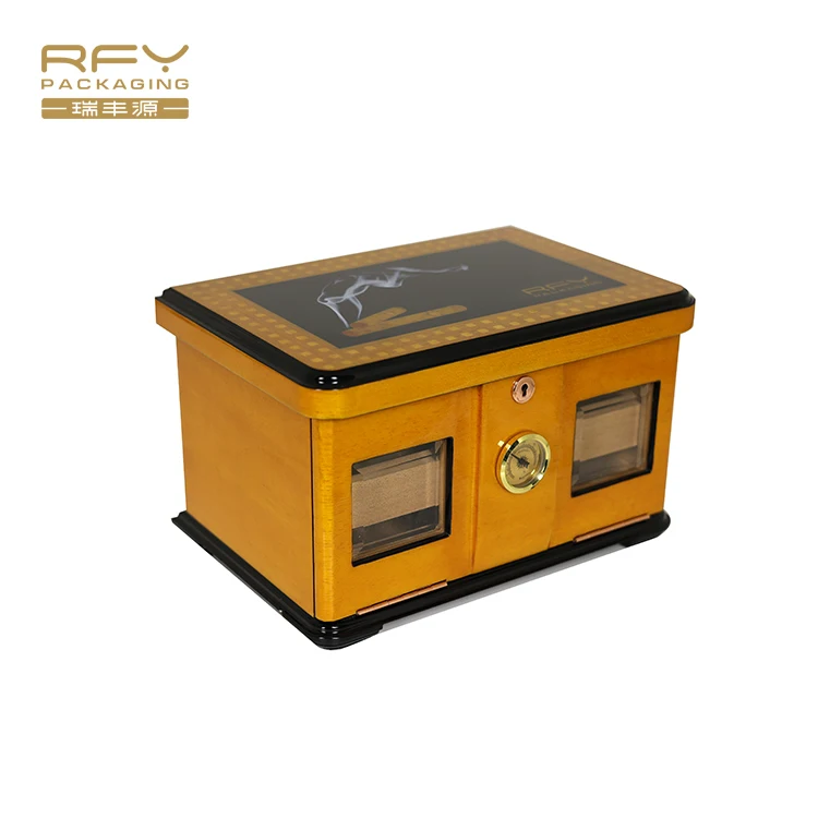 Luxury Custom large High Glossy Cedar Solid Wooden Cabinet Cigar Humidor storage Box