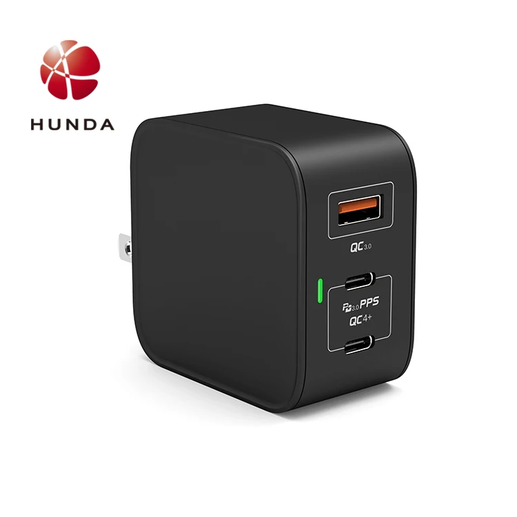 65 W Gan Charger Dual port power adaptor charging type-c Usb -c and Usb-A portable charger for travel for phone for computer