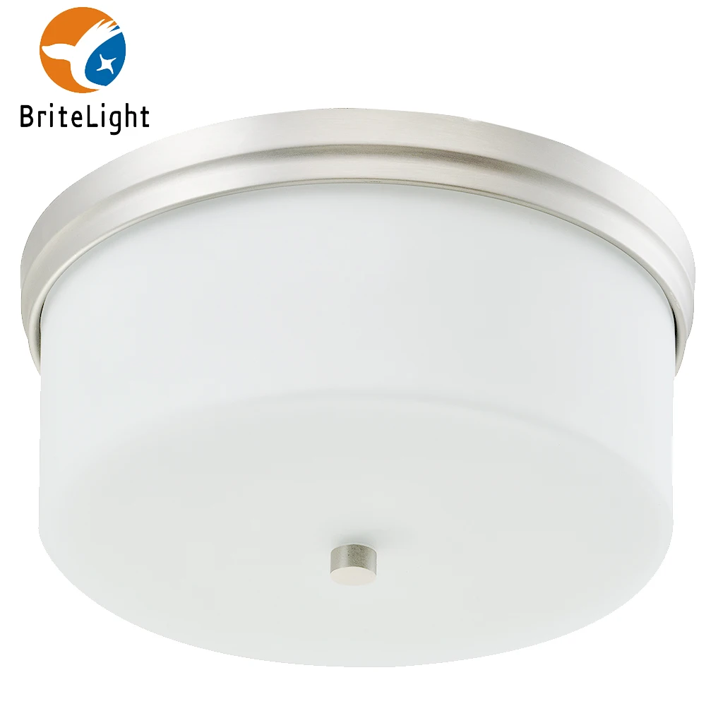 13 inch White Glass Drum Ceiling Lamp Round Shade Bedroom Lamp Apartment Lighting Fixtures With ETL Certification