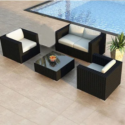 Летнее время 2021 поли ротанга садовый патио мебель набор Водонепроницаемый гостиной секционный диван u-образный диван