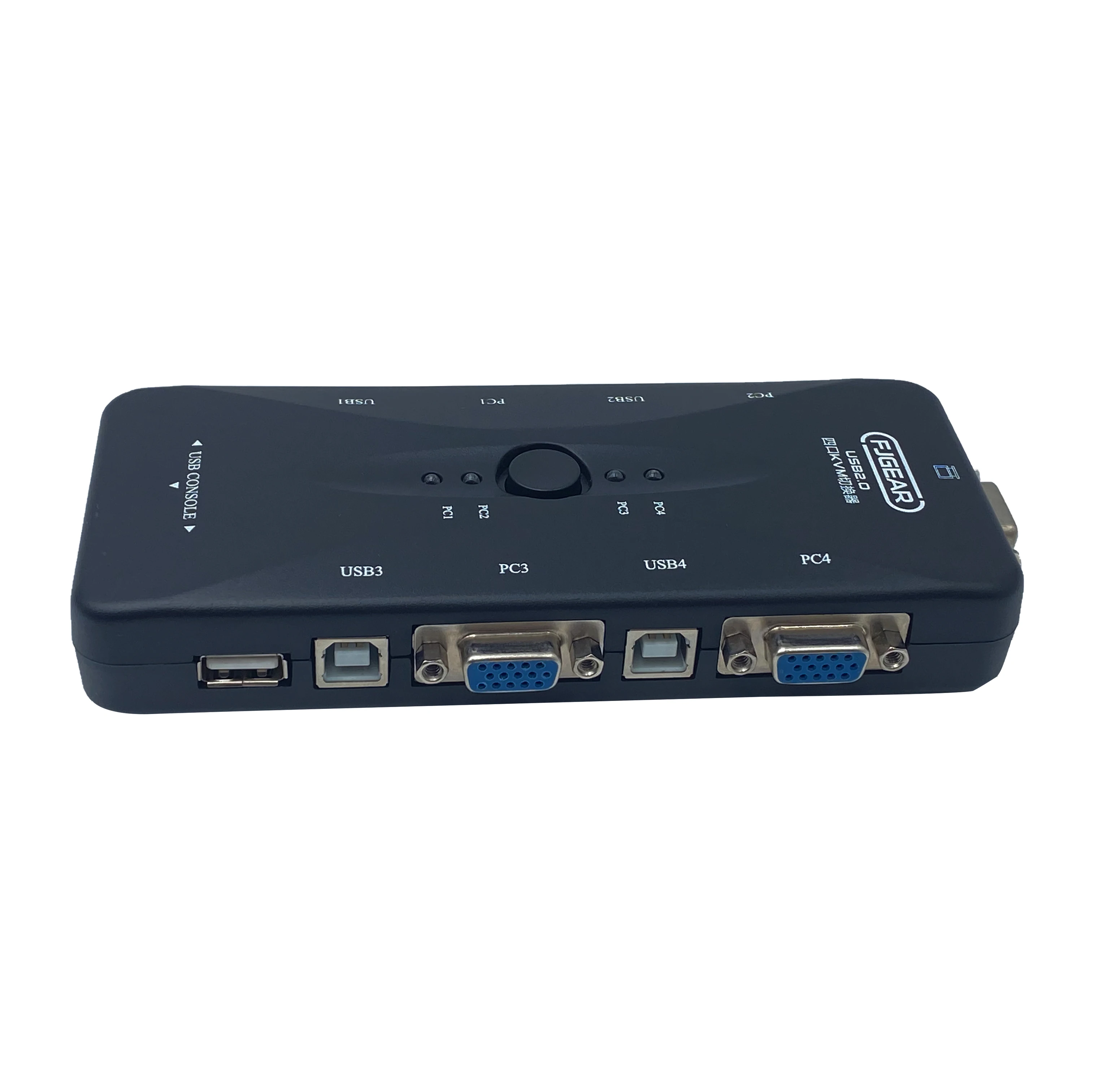 FJ-4UK FJGEAR Manual 4 Port 4 in 1 out USB VGA Kvm Switch device button switch 1920*1440 USB2.0 KVM Switch with plastic shell
