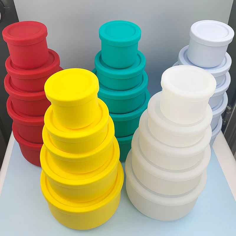 250m/400ml/700ml/1300ml/2100ml Unbreakable Durable Silicone Food Storage Containers Silicone Bowl with Lid