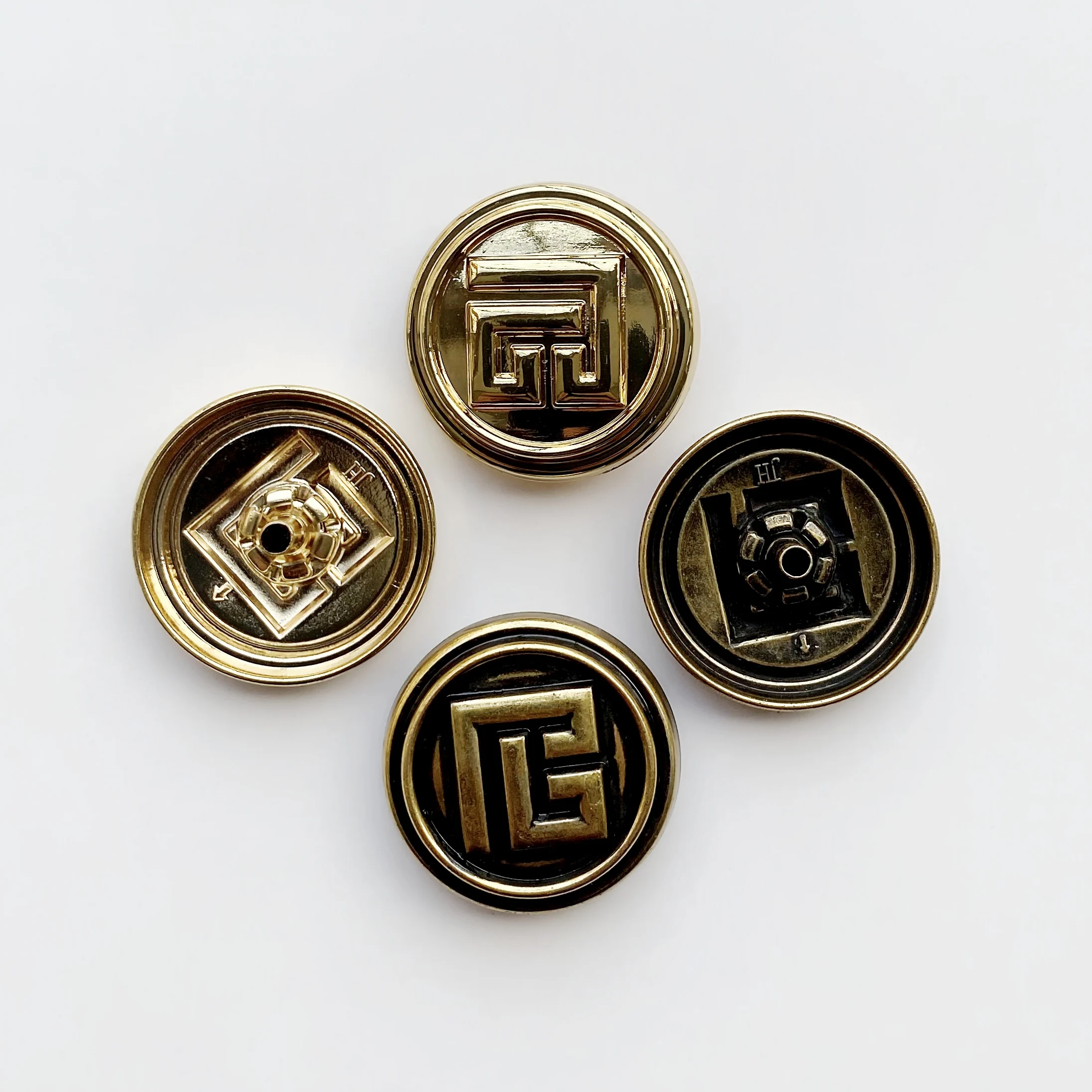 Custom snap on fastener button  brand engrave logo Round Zinc Alloy spring  clasp charm metal button