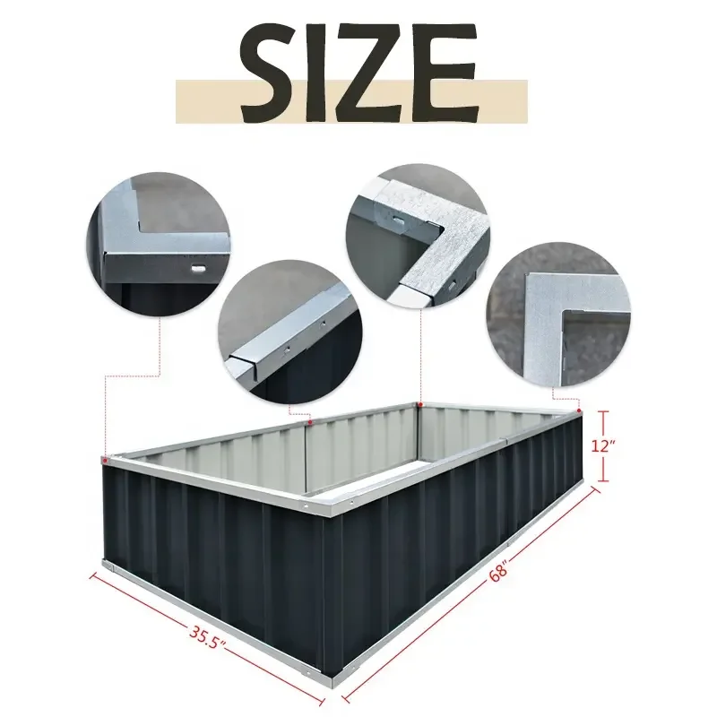 GB118118-H60-3 Different Levels Field Farm Natural 3-Tier metal raised Garden beds Planter for Plants,Flowers, Vegetables