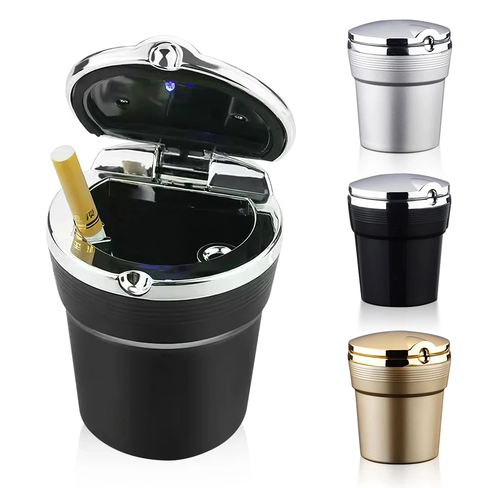 Universal Portable Multi-function impersonate Metal Car Internal Ashtray with Cover with LED Light Automobile Accessories