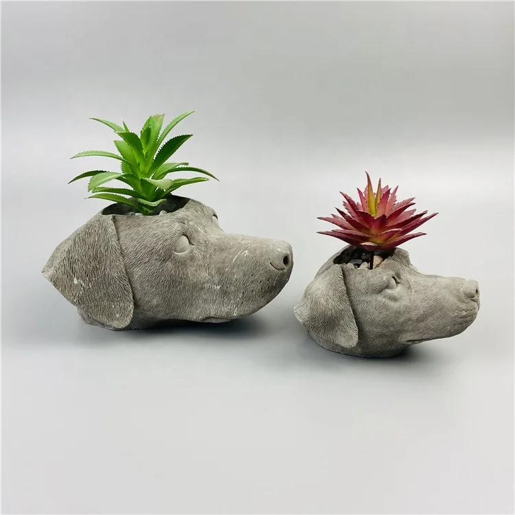 
High Quality Wholesale Home Decoration Animal Shape Hand Carved Cement Flower Pot 