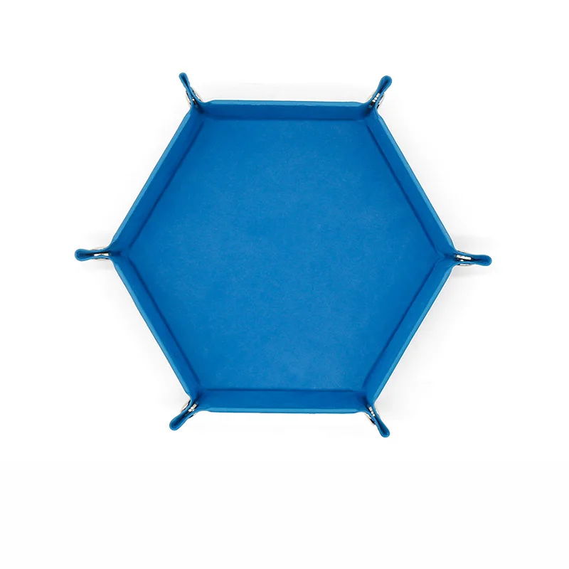 Pu Leather Velvet Dice Game Hexagon Dice Storage Tray For Table Key Wallet Coin Storage New Arrival Double Sided Solid Color