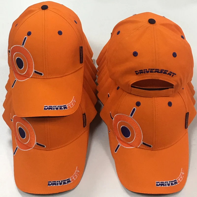 Online Sale Custom Fitted Blaze Orange Hunting Hats Embroidery Adult Men Adjustable Leather Strap Bright Orange Baseball Cap Hat