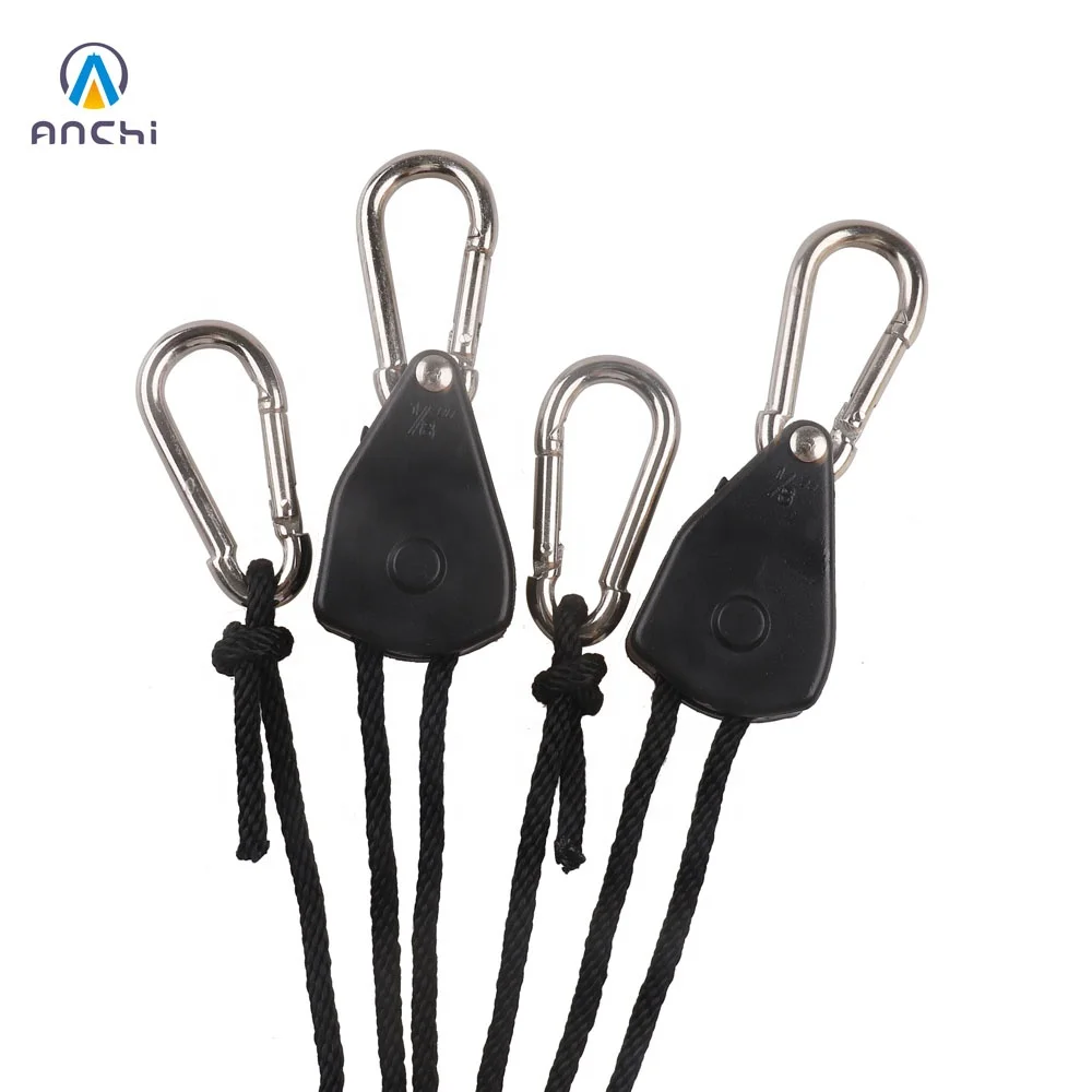 1 pair 34kgs black polypropylene ratchet rope tie down 18 with carabiner hooks