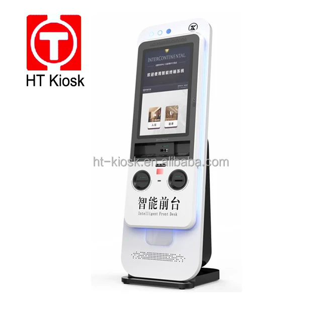 23.8 Inch Touch Screen Smart Check in and Check Out Hotel Self-service Kiosk Self Check in Kiosk Card Reader