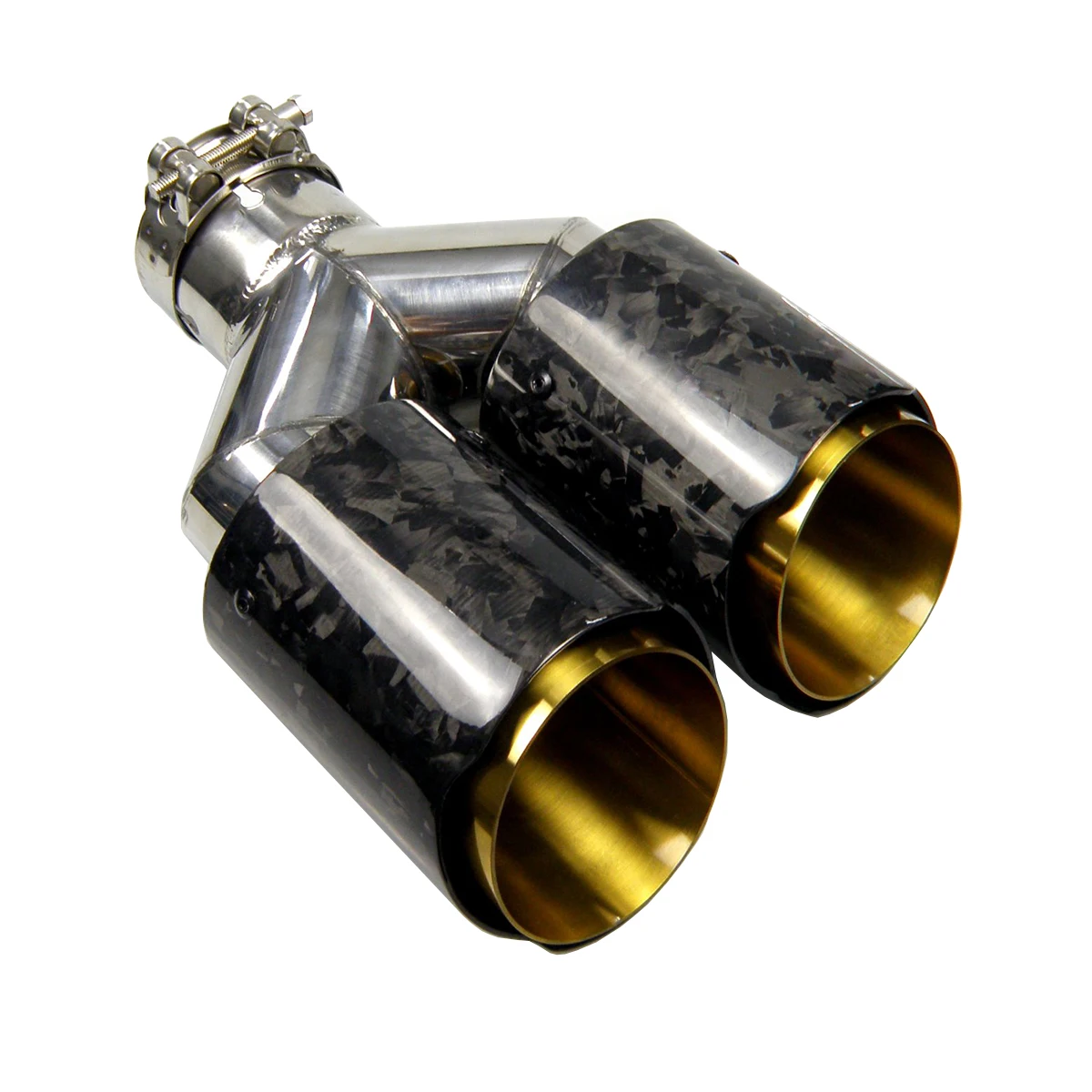 Burnt blue Stainless steel dual Y style dual forged carbon fiber car muffler Exhaust Tip for Ford Focus ST