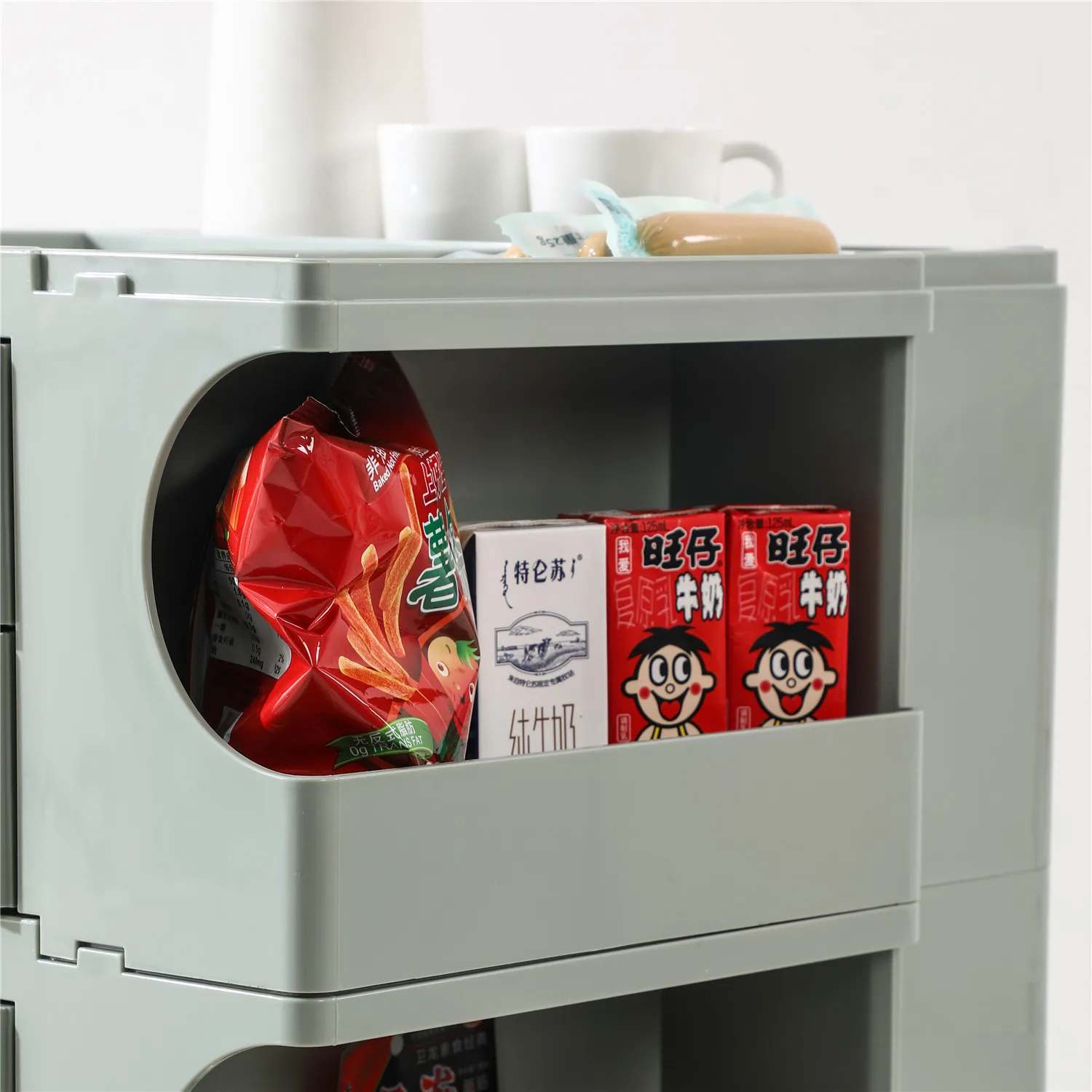 Nordic Home Furniture Plastic Rotating Storage ABS 2 3 Tier Coffee Side Night Stand Bed Side Bedside Table for Bedroom