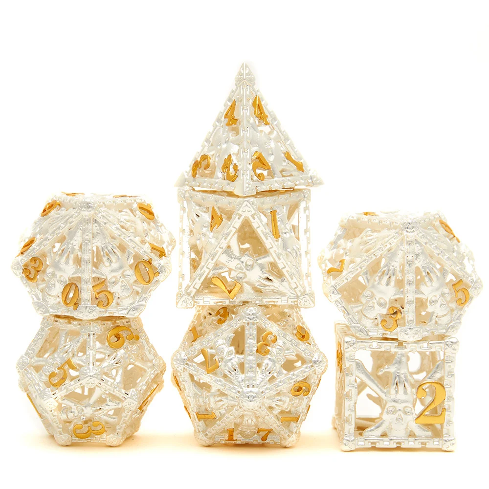 Custom Polyhedral Metallic Ancient Rpg Hollow Gold Numbers Hollow Out Anime Metal Dice 6Mm