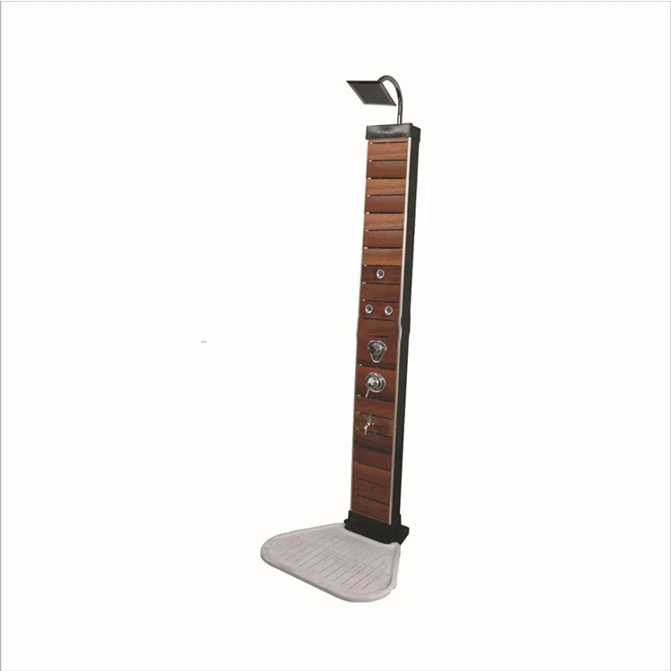 45L Solar Shower column with wooden panel for outdoor family swimming pool portable solar shower column