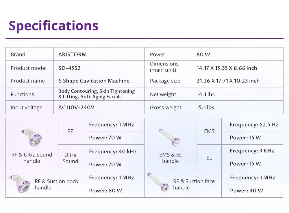 Hot sale Cavitation 2.5 30K S Shape Body Fat Reduce Slim RF EMS Face Skin Lift EL Beauty Salon Equipment