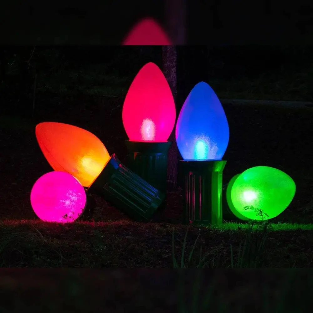 Commercial fiberglass 6ft large outdoor Christmas display Giant RGB LED C7 lights Bulb Photo Op Prop decorations