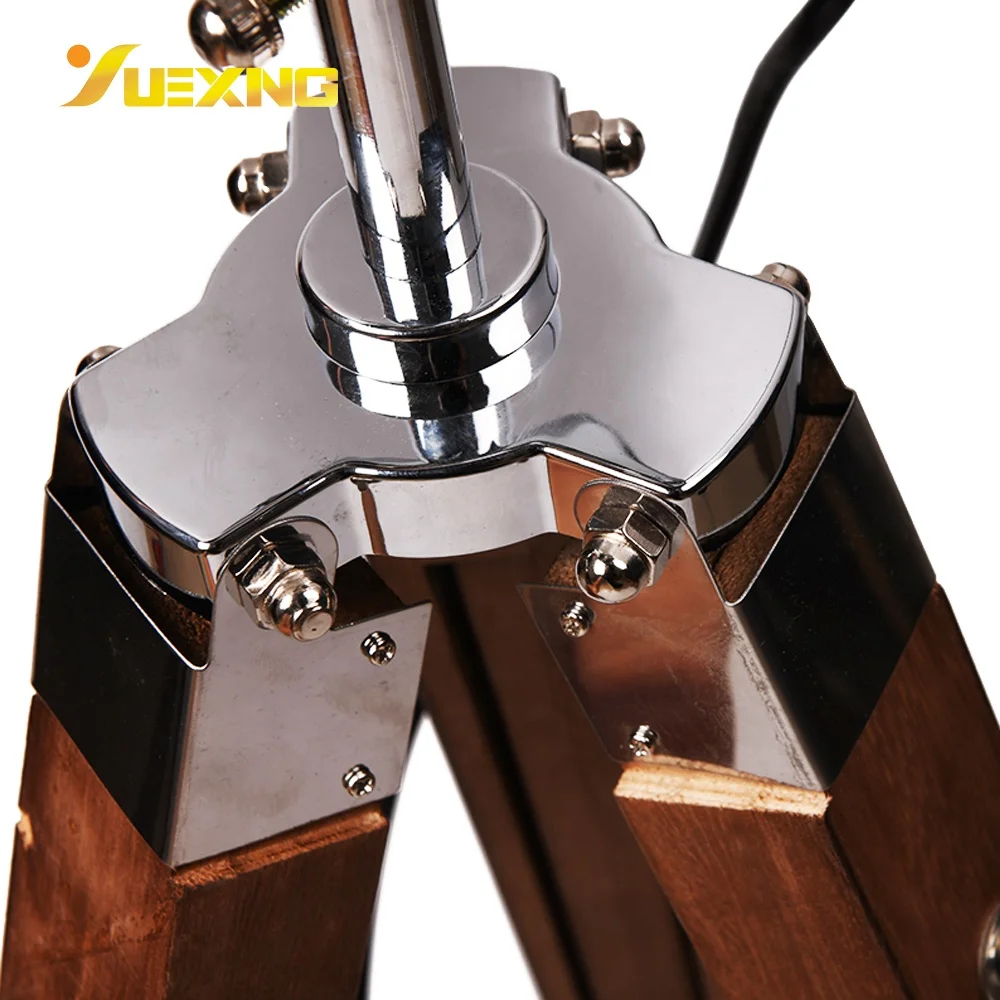 Wooden Adjustable E14 Floor Light Industrial Vintage Led Round Floor Stand Light
