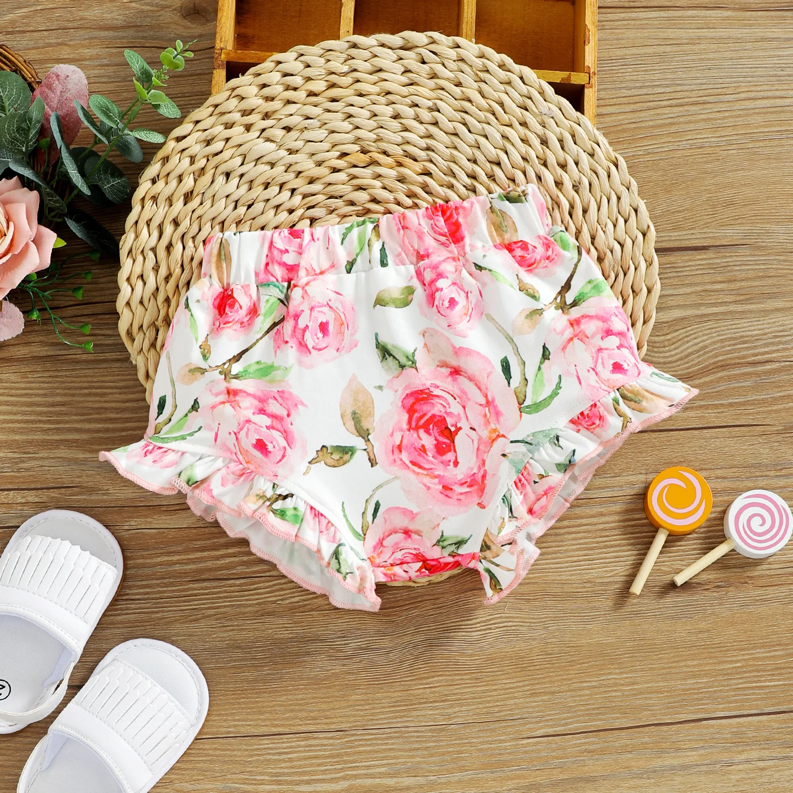 Summer Kids Girl Clothing Set For 3-4 Years Bubble Sleeve Shirts Shorts Sets Letter Printed Knit Puff Sleeve Shirts+Shorts