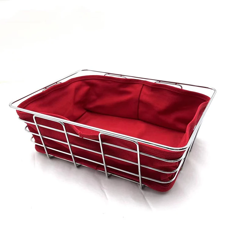 Wire Design Decorative Style  Bread Food Serving Fabric Bag Bread Basket