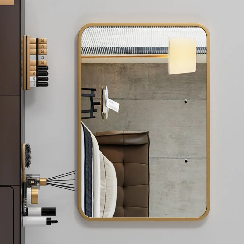 Antique Bronze Plated Metal Framed Mirror for Hotel Bedroom Stainless Steel Framed Decorative Mirror