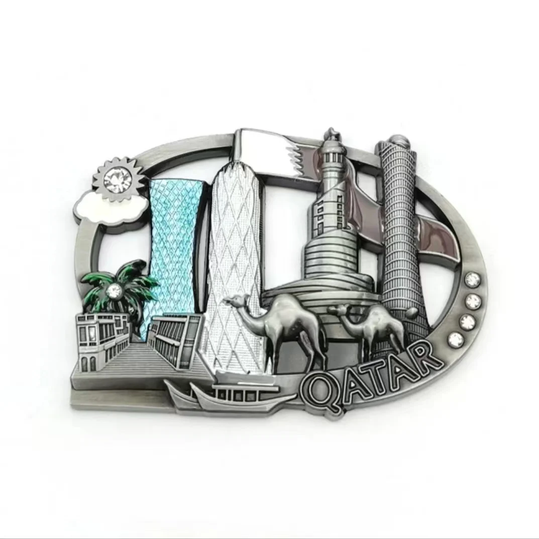 Qatar souvenir  high quality  3d fridge magnet customization logo scenic spot shape home decoration metal fridge magnet