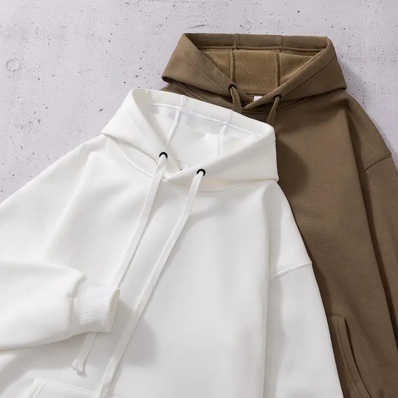 Men High Quality Cotton Thick Heavy Fleece Pullover Hoodie Drop Shoulder Puff Print Oversized Hoodie Custom Logosweatshirt