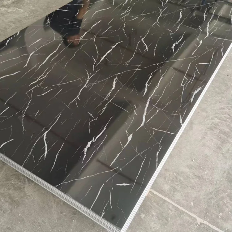 Wholesale 1.22m*2.44m Smooth Beautiful 3MM thickness PVC UV Marble Sheet Marble embossed board for dec