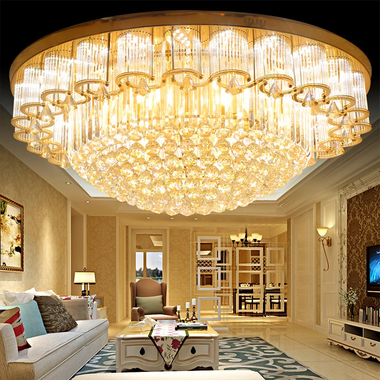 Luxury Led Round Crystal Chandelier Design Living Room Home Decor Lighting Decorating Ceiling Lamp  For Indoor Home Lighting