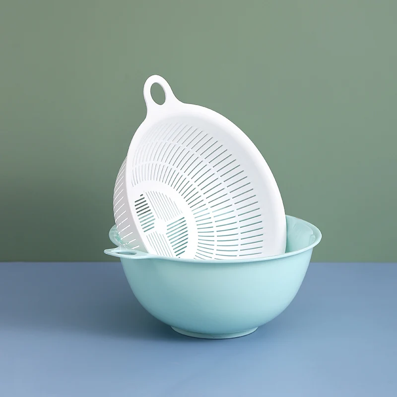 High Quality Wash Drain Basket Home Double Layer Washing Bowl Kitchen Plastic Strainer Vegetables Fruit Storage Basket