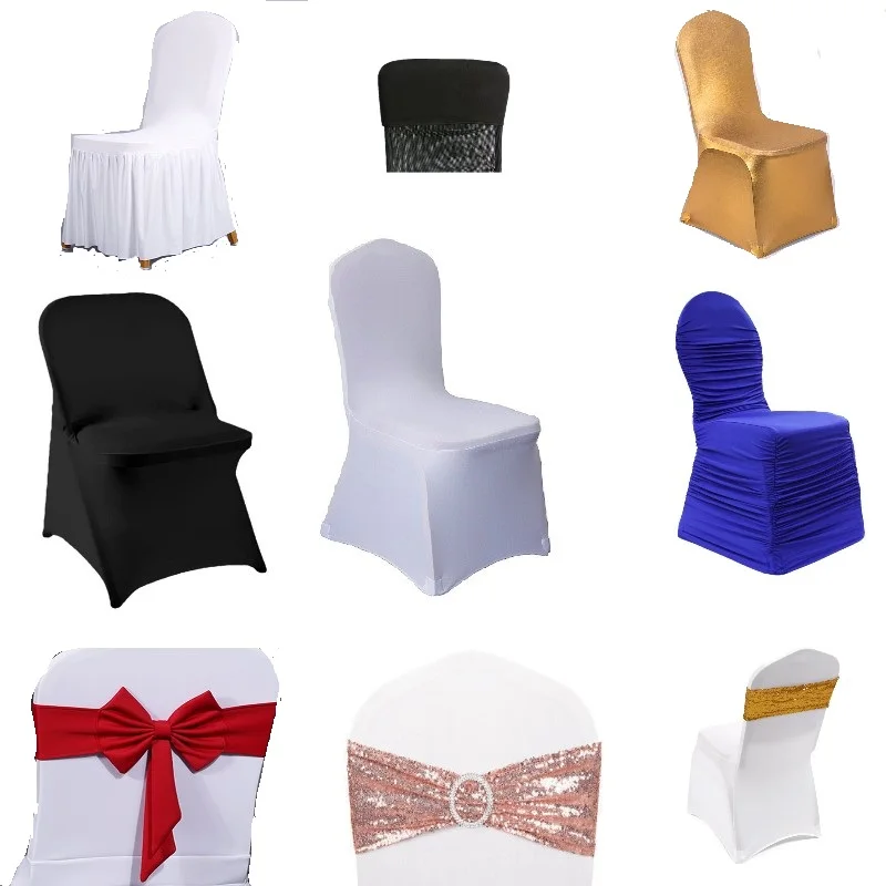 customize chair cover  printing logo   slipcover  Chair cap  White chair covers are used for wedding party events