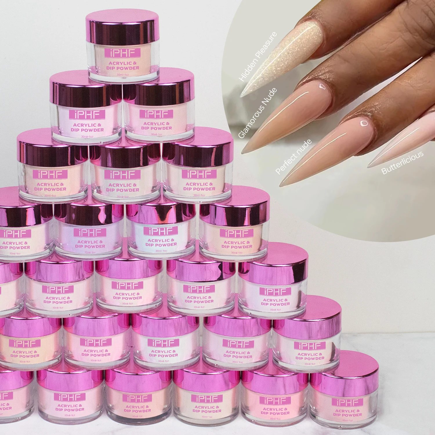 Professional No Marbling Clear Nude Acrylic Powder for Nail Carving Custom Logo Fast Dry 1oz Glitter Material
