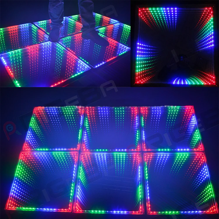 Wireless magnetic mirror infinity led  3D  illusions dj  dance floor for events