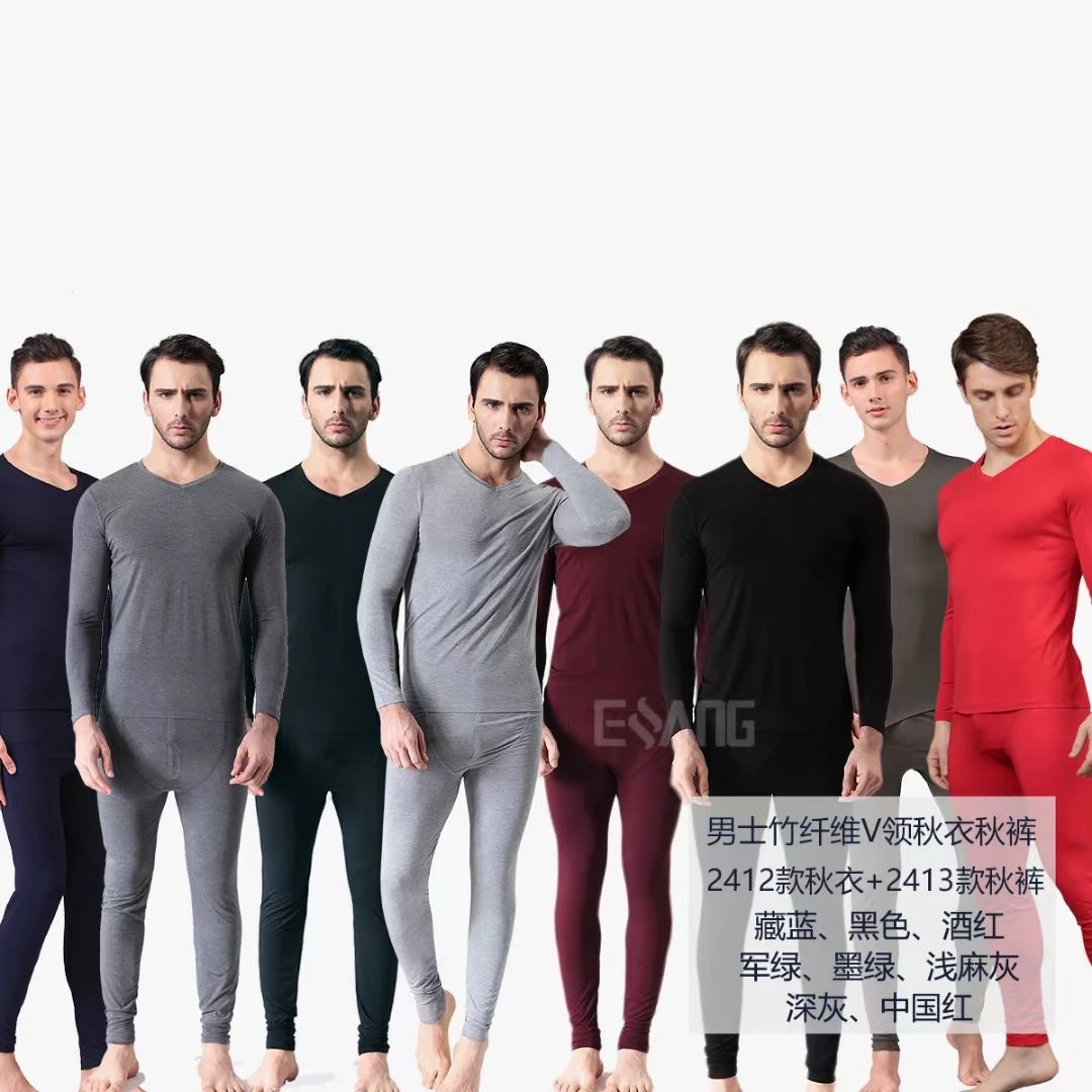 Pajamas Set Loungewear Home Wear Soft Men's Bamboo Luxury Jersey Fabric Knitted 2 Piece Pajama Set 