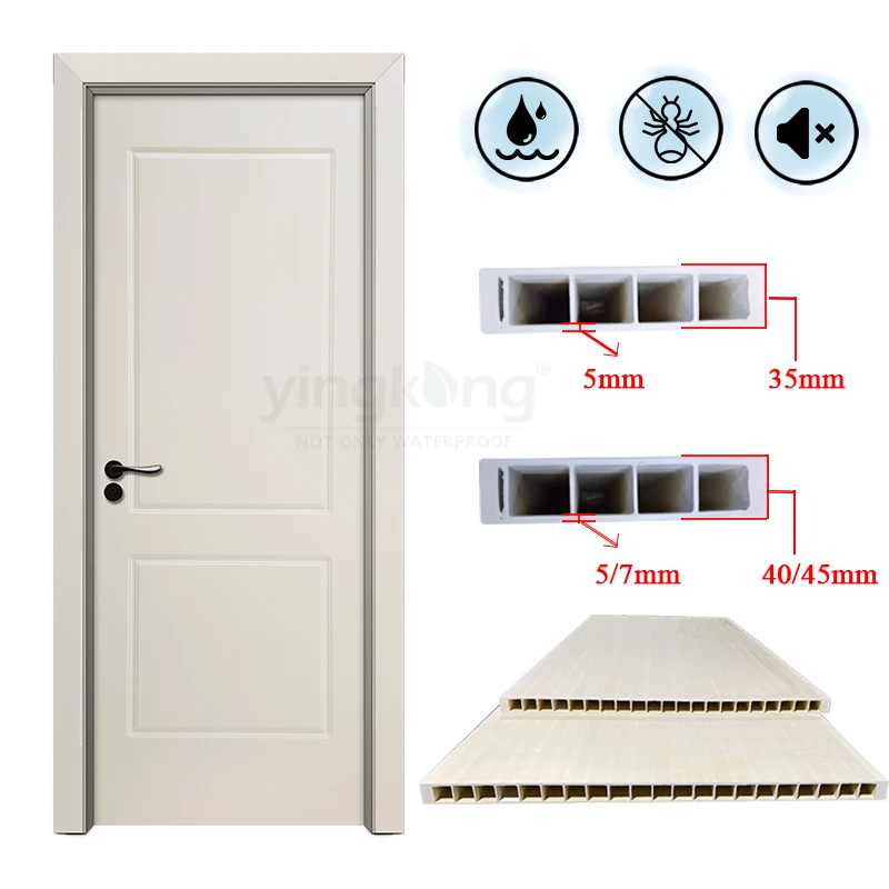 Yingkang  Hot Selling Wood Plastic Composite Morden Interior Door for Bathroom
