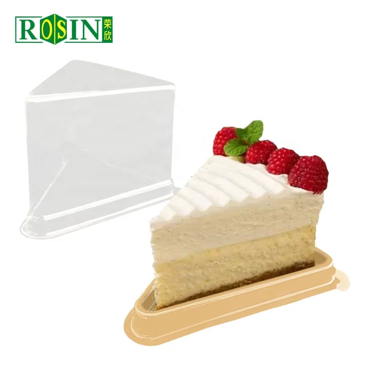 Custom Plastic Black Cake Blister Tray Packaging Triangle Pet Clear Plastic Cake Containers With Lid For Cheese Cake