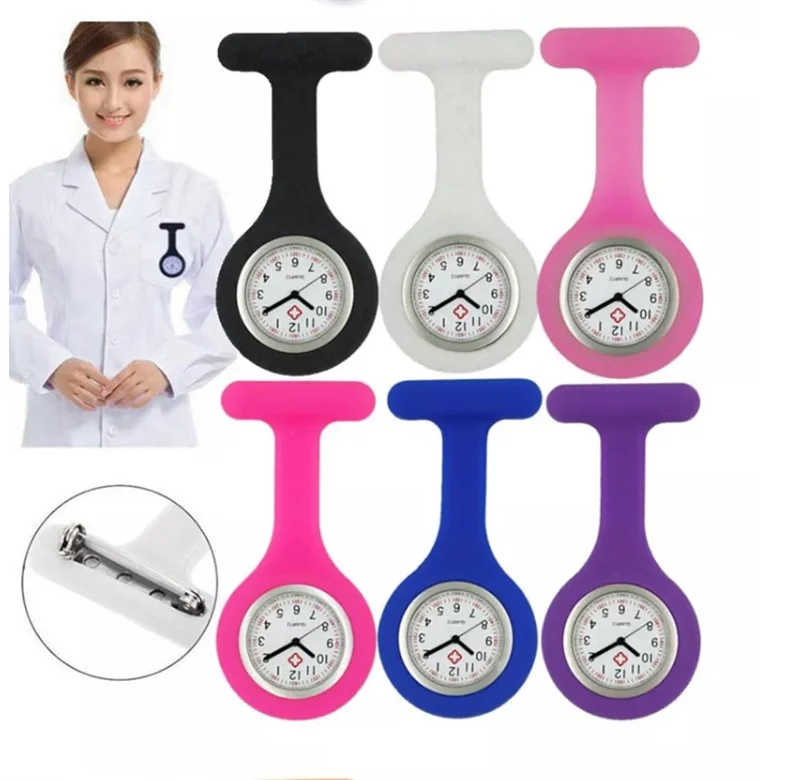 Multi Color Quartz Movement Mechanical Nurse Watch Silicone Women Breast Pockets Watch Brooch Silicone Nurse Watch