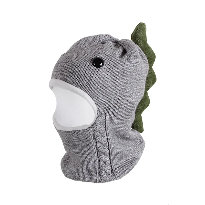 Wholesale Kids Knitted Hat Infant Thick Hooded Scarf Toddler Baby Winter Hat Scarf Warm Cap