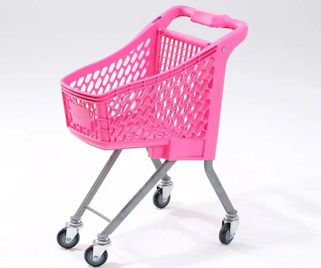 Plastic Supermarket Kids Shopping Trolley Iron Cart Retail Grocery Store With Flag For Children