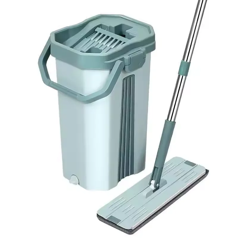 Large size lazy person no wash flat mop and inner box with mop bucket